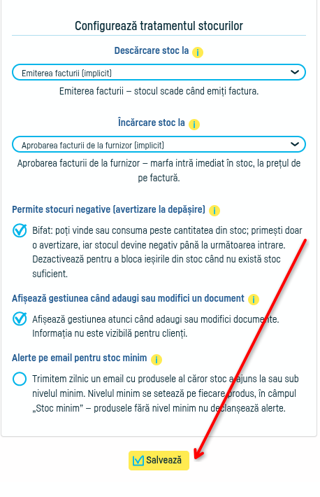 Cum activezi gestiunea stocurilor - pasul 3